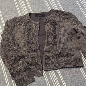 ZARA Gray Embroidered Jacket